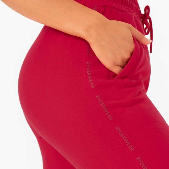 Base High Waisted Track Pants - Cherry Red - S - Picture 4 of 6